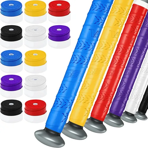 Vista 7 de Sosation 12 rollos de cinta de agarre para bate, cómoda y suave, totalmente adhesiva, para béisbol, sóftbol, precortada, cinta de agarre de bateo
