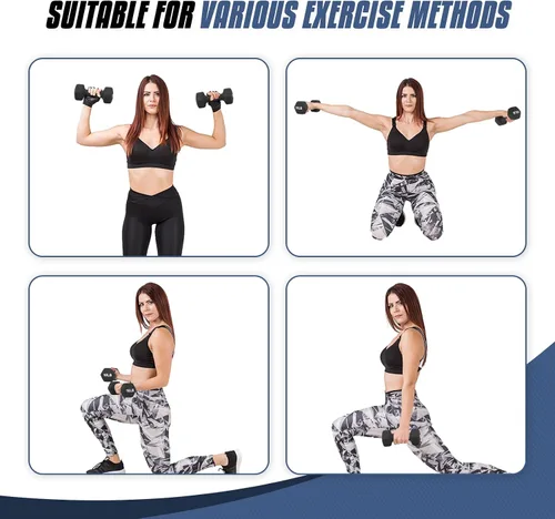 Vista 8 de MADOG - Juego de mancuernas hexagonales con revestimiento de neopreno antideslizante para equipo de gimnasio en casa, entrenamiento de fuerza
