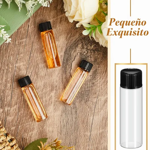 Vista 4 de Lallisa - 200 frascos de vidrio de 0.2 fl oz con tapas de rosca, botellas de vidrio pequeñas a prueba de fugas a granel, mini viales de muestra