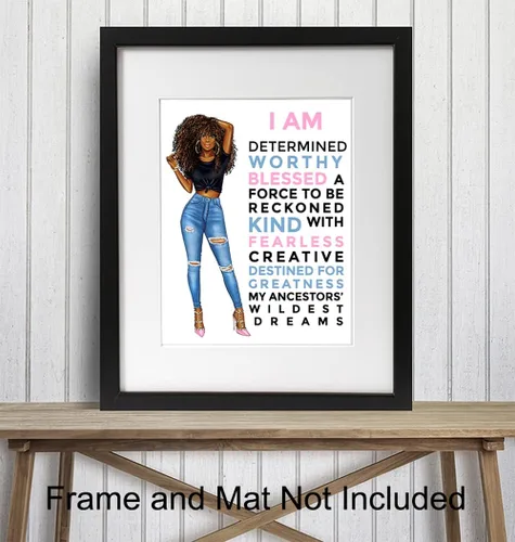 Vista 3 de Arte de pared negro motivacional para mujeres latinas hispanas étnicas afroamericanas, citas inspiradoras positivas, póster de decoración del hogar