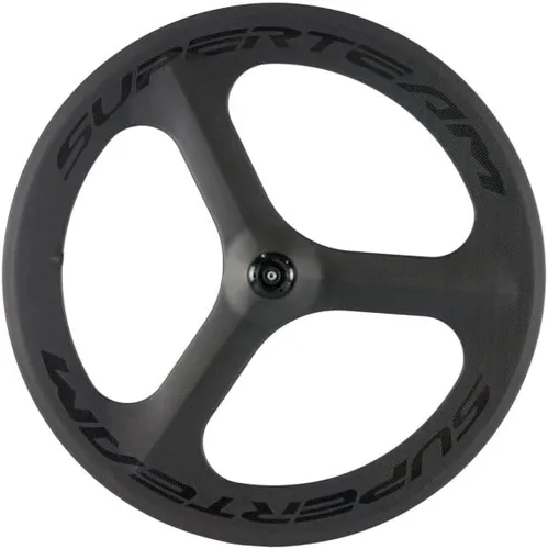 Vista 4 de Superteam Juego de ruedas de 3 radios para bicicleta de carretera, 2.756 in, 0.906 in, rueda de carbono con acabado mate