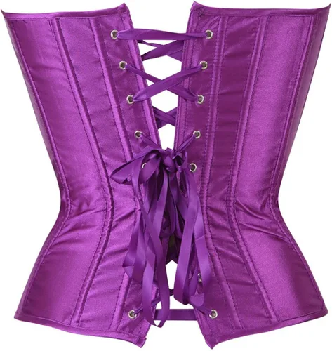Vista 4 de Corset Tops for Women Satin Lace Up Corset Top Plus Size Gothic Corset Overbust