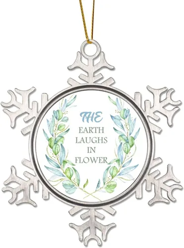 Vista 13 de Corona de flores florales Life is Sweet Adorno de copo de nieve de metal para árbol de Navidad, decoración colgante de árbol de Navidad, divertido