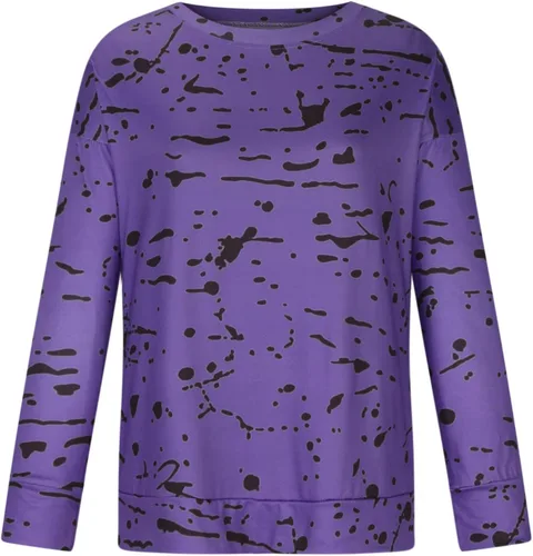 Vista 7 de Stessotudo Sudaderas para mujer 2023 Casual Plus Size Camisas de manga larga cuello redondo moda estampado pulóver moda otoño tops