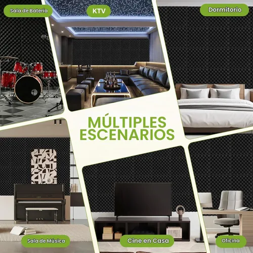 Vista 8 de Paquete de 6 paneles de espuma acústica de 12 x 12 x 2 pulgadas, paneles de pared acústicos con patrón de huevo, paneles de espuma acústica de Negro