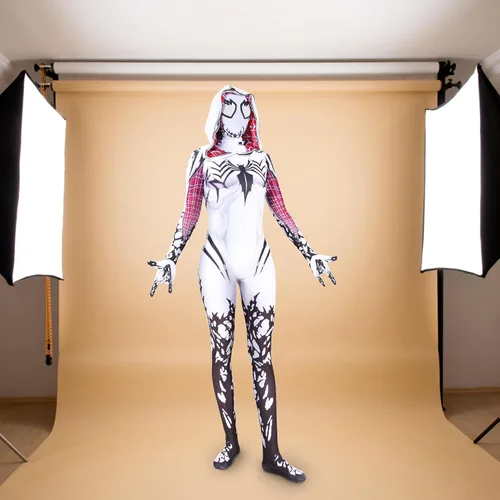 Vista 3 de Gwen Stacy - Disfraz de Halloween, traje de licra, tela de elastano