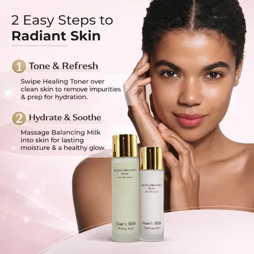 Vista 5 de Biaina Organics - Set de cuidado de la piel de leche de cabra – Dúo de leche hidratante equilibrante y tóner curativo – Hidratante facial natural
