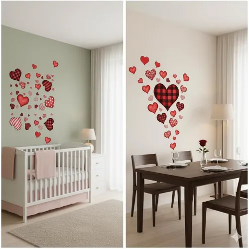 Vista 5 de Adhesivo adhesivo para ventana de corazón para el día de San Valentín, calcomanías de pared en forma de corazón para dormitorio, sala de estar