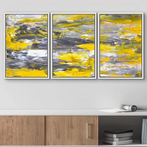 Vista 100 de wall26 Lienzo enmarcado para pared, juego de arte de acuarela pastel, paisaje rural, ilustraciones con formas abstractas, arte moderno, decorativo