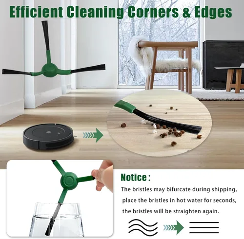 Vista 6 de Paquete de 4 cepillos laterales de repuesto compatibles con Roomba Combo y Vac Essential Series, cepillos de barrido de bordes para aspiradora robot