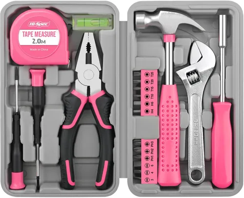 Vista 9 de Hi-Spec Juego de herramientas, kit de herramientas para el hogar rojo y juego de herramientas de inicio para el hogar y la oficina, caja