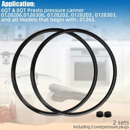 Vista 5 de 09924 Anillo de sellado de olla a presión de repuesto para presto Canner, compatible con modelos de presión de 6 y 8 cuartos de galón 0126306