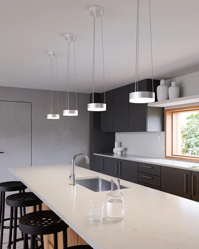 Vista 7 de Sonneman Modern Lighting 2311.16 Corona - Lámpara colgante LED con anillo de 1 luz para isla de cocina o comedor con cubierta acrílica, cable