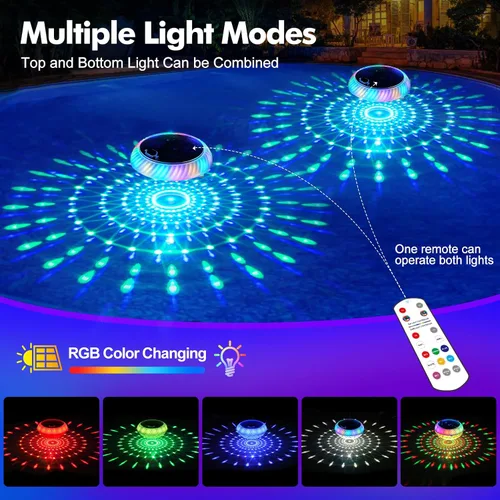 Vista 2 de Askyli Luces Flotantes de Piscina, Luces Solares para Piscina con Impermeable IP68 Que Flotan, Luz Solar Flotante para Piscina con Cambio