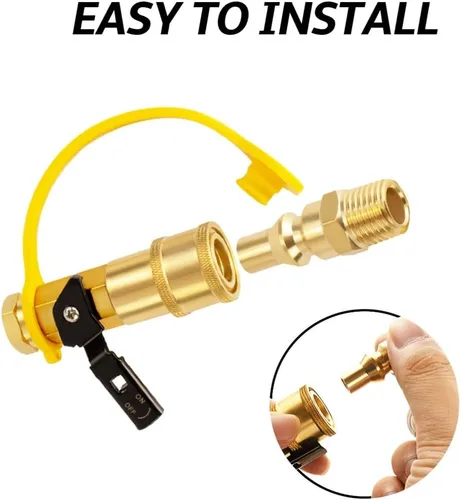 Vista 4 de DozyAnt Adaptador de conexión rápida de propano RV de 1/4 pulgadas para manguera de propano, propano o gas natural Kit de conexión o desconexión