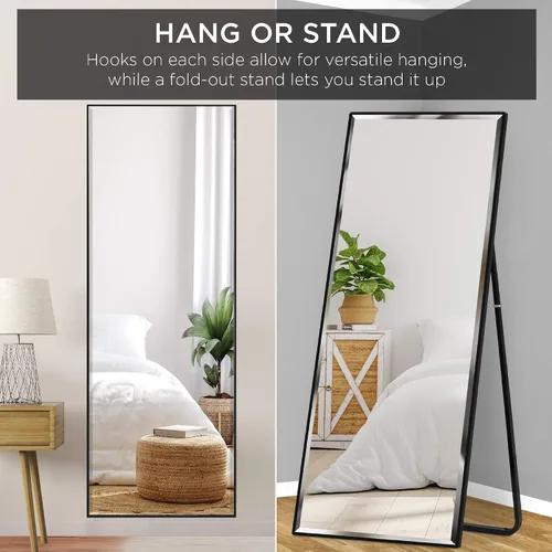 Vista 3 de Best Choice Products Espejo grande de longitud completa de 65 x 22 pulgadas, espejo rectangular colgante e inclinado para dormitorio, sala de estar