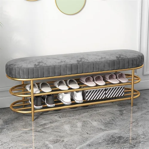 Vista 5 de Zapatero para entrada, zapatero de 3 niveles, organizador de zapatos con estantes de malla metálica y asiento acolchado, ideal para puerta