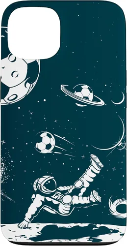 Vista 7 de Funda para iPhone 16 para teléfono de fútbol, amante del fútbol, jugador de fútbol espacial, funda de astronauta