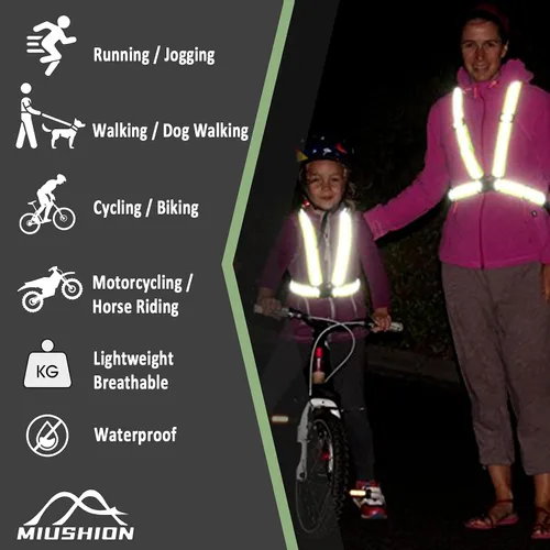 Vista 7 de Chaleco reflectante - Chaleco reflectante para correr, chaleco reflectante para correr con correas de seguridad, reflector de alta visibilidad