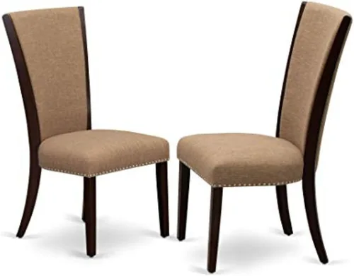 Vista 15 de East West Furniture VEP2T15 Verona Parson - Juego de 2 sillas de comedor acolchadas de tela de lino azul bebé con ribete de cabeza de clavo