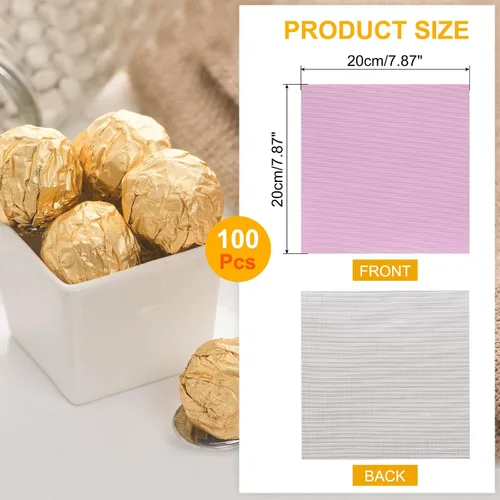 Vista 2 de uxcell 100 envoltorios de caramelo de aluminio, envoltorios de barra de chocolate de 8 x 8 pulgadas, papel de aluminio para decoración de embalaje