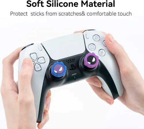 Vista 3 de Yocore Purple Devil Switch - Tapas de agarre de pulgar de silicona suave, tapas analógicas de silicona suave para Switch ProPS4PS5, 4