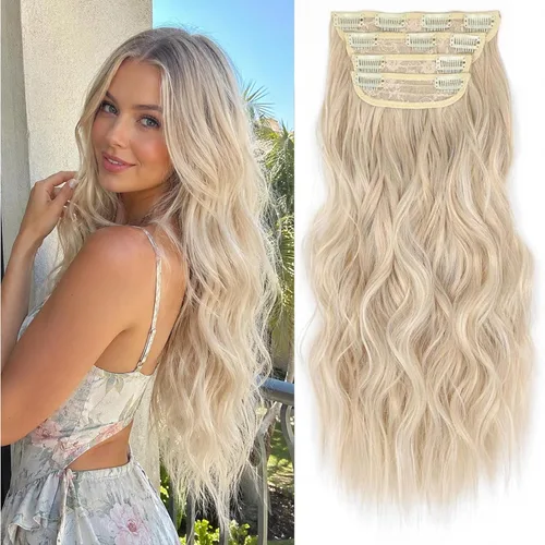 Vista 20 de Extensiones de cabello lacio con clip, suaves y gruesas (20 pulgadas, 4 unidades, 16H613#)