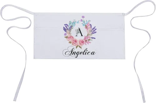 Vista 249 de AXKEUDO Delantal personalizado con bolsillos, delantales de cintura para camarera para cocinar en casa, restaurante, servir trabajo