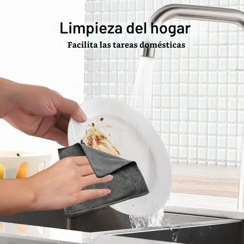 Vista 2 de Top-spring Paño de limpieza de microfibra, 12 x 12 pulgadas, paños de cocina ultra absorbentes, trapos secos para platos, paños de lavado con lado