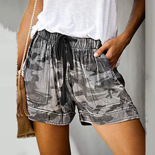 Vista 3 de iHAPY - Pantalones cortos de verano con cordón para mujer, pantalones cortos cómodos para correr con bolsillos S-XXL