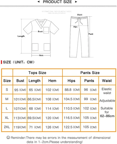 Vista 5 de niaahinn Conjunto de uniformes quirúrgicos para mujeres y hombres, conjunto de uniformes de enfermería profesionales Unsex con cuello en V