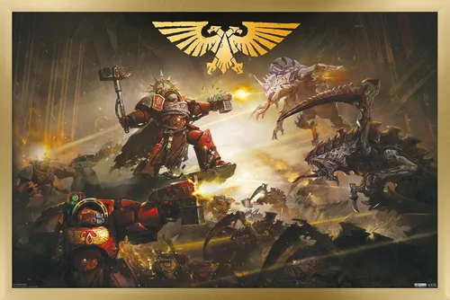 Vista 14 de Trends International Warhammer 40K - Póster de pared de la batalla de Baal, 22.4 pulgadas de largo x 14.7 pulgadas, versión enmarcada en madera