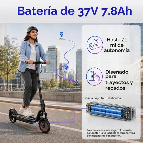 Vista 6 de Electric Scooter, Foldable Lightweight E-Scooter for Adults and Teens Black