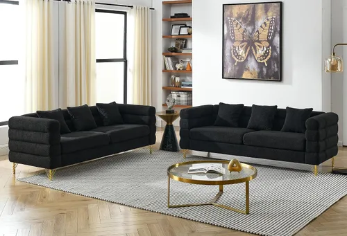 Vista 6 de Cómodo sofá de 3 plazas, sofá Boucle de gran tamaño de 81 pulgadas con diseño de asiento profundo, sofá tapizado con 2 almohadas, moderno sofá