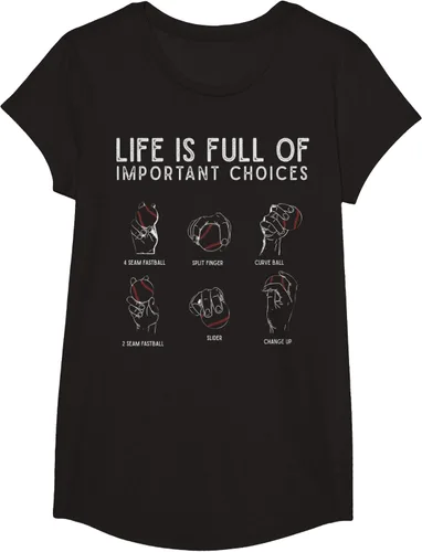 Vista 6 de Tipos de béisbol Pitches Life Choices Jugador Camiseta