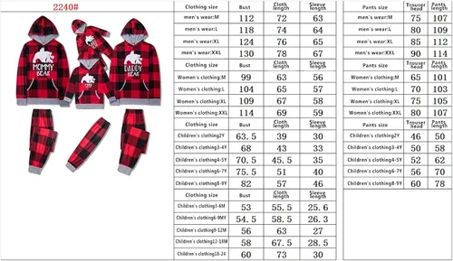Vista 7 de FULA-bao Pijamas familiares de vacaciones a juego, pijamas de Navidad con estampado de mamá oso y pantalones a cuadros