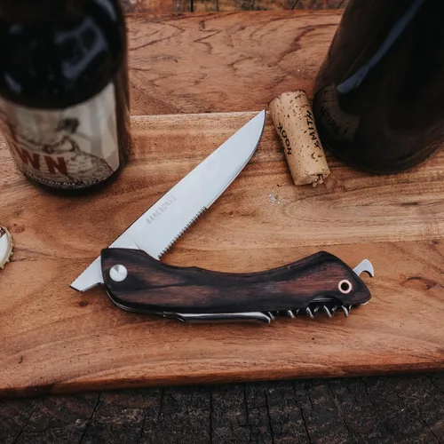 Vista 3 de Barebones Provisions - Cuchillo de sacacorchos, versátil cuchillo multiherramienta plegable de 4 pulgadas, hoja con abridor de vino y llave, y mango