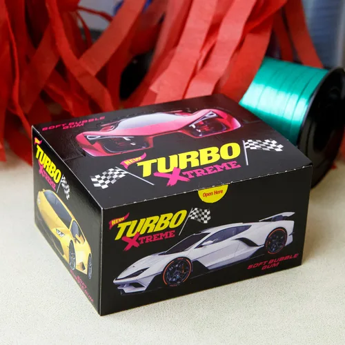 Vista 3 de Goma de mascar Turbo Xtreme Soft Bubble Gum Retro Regalo Importado Dulces de Cumpleaños (100 unidades)