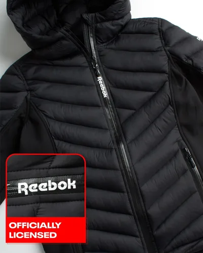 Vista 3 de Reebok Chaqueta para niñas Abrigo acolchado con capucha Abrigo ligero para niñas, 4-16