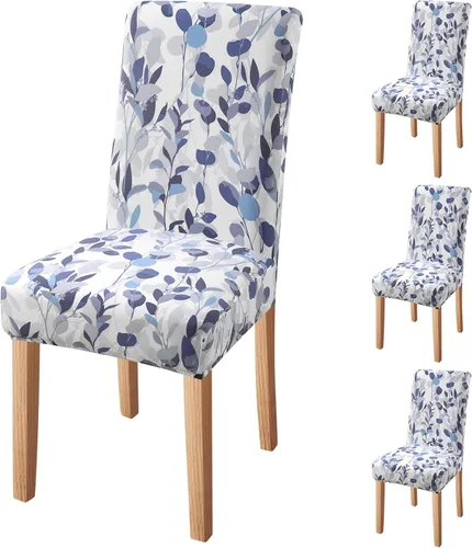 Vista 29 de Fuloon Paquete de 4 Fundas Protectoras para Asientos de Sillas de Comedor Super Ajustadas Elásticas Extraíbles Lavables Cortas para Hotel, Comedor