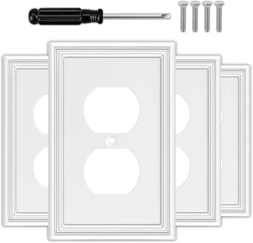 Vista 15 de Cubiertas Decorativas Blancas para Interruptores de Luz Combinados, Placa de Pared, Material Natural, Cubiertas de Salida de Placa de Interruptor