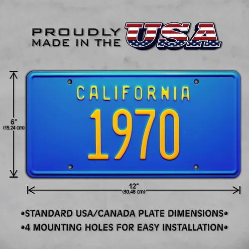 Vista 3 de California Vintage Hot Rod 1970 Placa de matrícula de tocador con estampado de metal