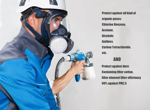 Vista 4 de SYINE Máscara respiratoria completa de vapores orgánicos, máscara de gas, pintura en aerosol, formaldehído químico, protección respiratoria a prueba