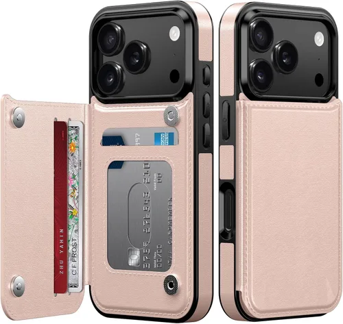 Vista 16 de LETO para iPhone 15 Pro Funda tipo cartera - Tapa tipo folio con patada - Diseños de moda - Tarjetero - Funda protectora para mujeres y niñas - 6.1
