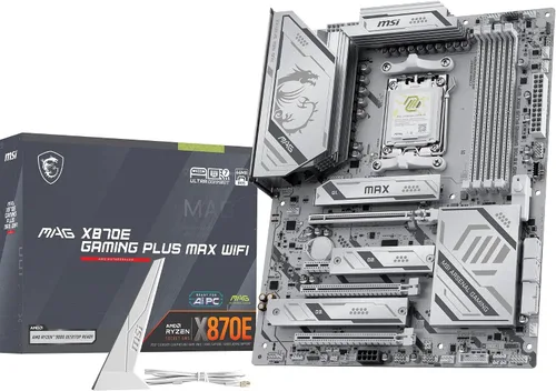 Vista 9 de MSI MEG X870E GODLIKE, E-ATX - Compatible con procesadores AMD Ryzen 9000/8000/7000, AM5 - Dynamic Dashboard III, EZ Slide M.2, 110A SPS, memoria
