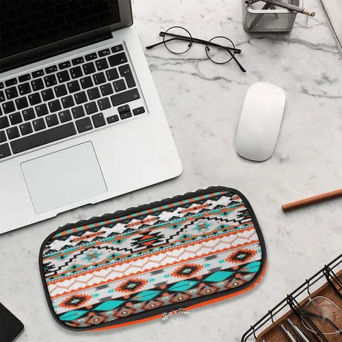 Vista 8 de Pardick Estuche para lápices azteca de gran capacidad, con estampado azteca, con compartimentos con cremallera, para niños, niñas, adultos