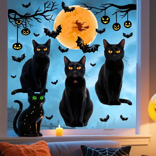 Vista 7 de Decoración de ventana de Halloween se adhiere a calcomanías de cristal