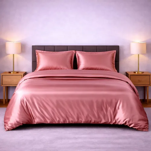 Vista 22 de Juego de funda de edredón de satén de seda – Juego de ropa de cama de lujo de 4 piezas con 1 funda de edredón, 1 sábana bajera