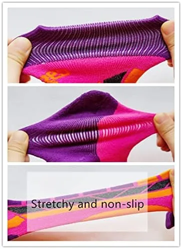 Vista 5 de Pumkryth Calcetines de esquí para niños, snowboard, esquí, deportes de invierno, cálidos, calcetines de rodilla sobre la pantorrilla, OTC de alto