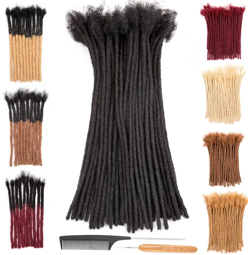 Vista 10 de DAIXI 0.2cm y 0.4cm y 0.6cm y 0.8cm de grosor 4-18 pulgadas 10 hebras extensiones de rastas de cabello humano 100% real para hombres/mujeres